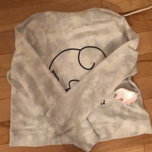 ivory ella blue + white cropped hoodie